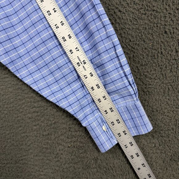 Brooks Brothers Shirt Mens XL Blue Check Oxford Button Down Stretch Preppy - Picture 12 of 13